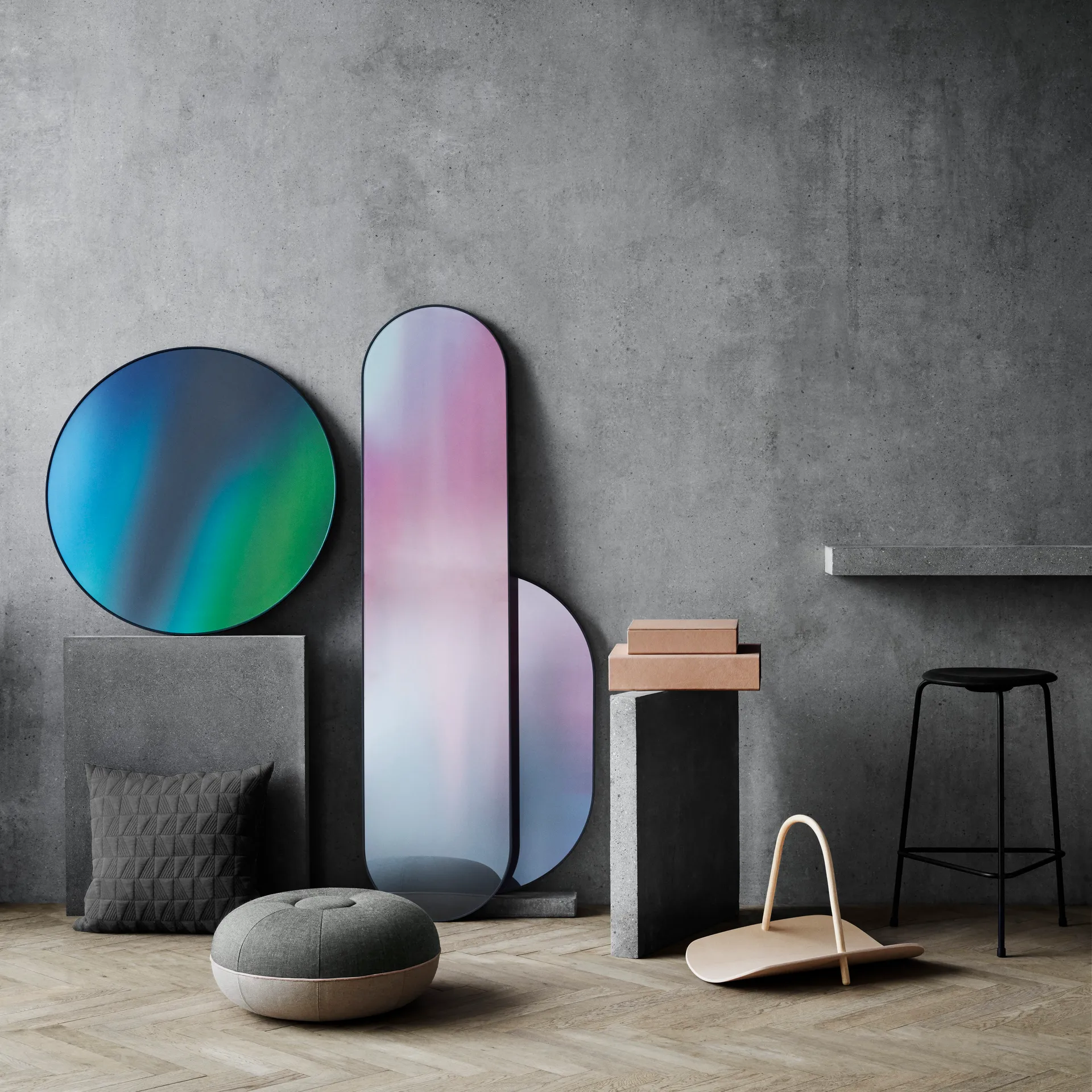 High Dot 吧台凳 皮革, 牛仔黑色 Fritz Hansen