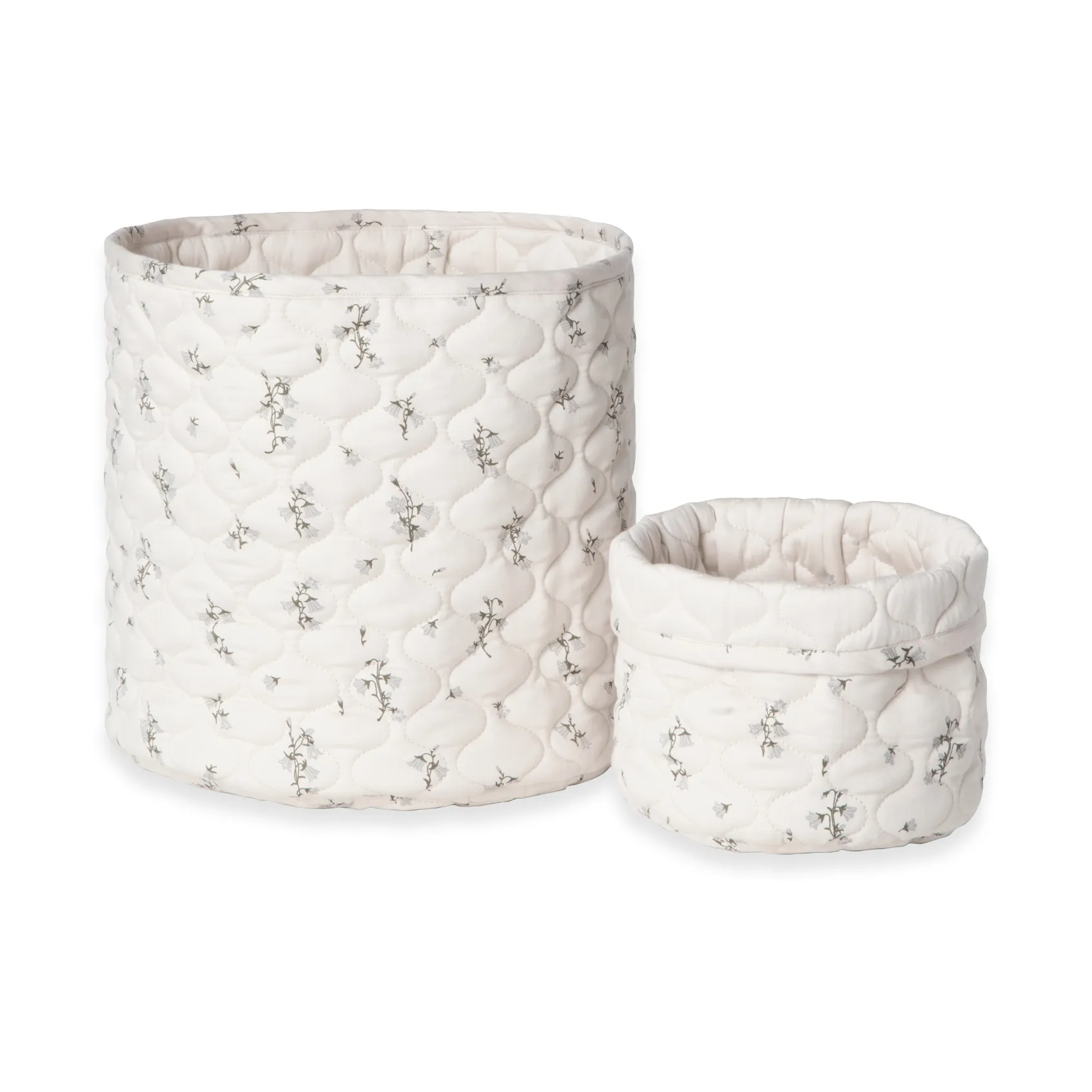 Bluebell 蓝铃花 缎面绗缝 收纳篮 2件, 20xØ20 cm + 30xØ30 cm Garbo&Friends