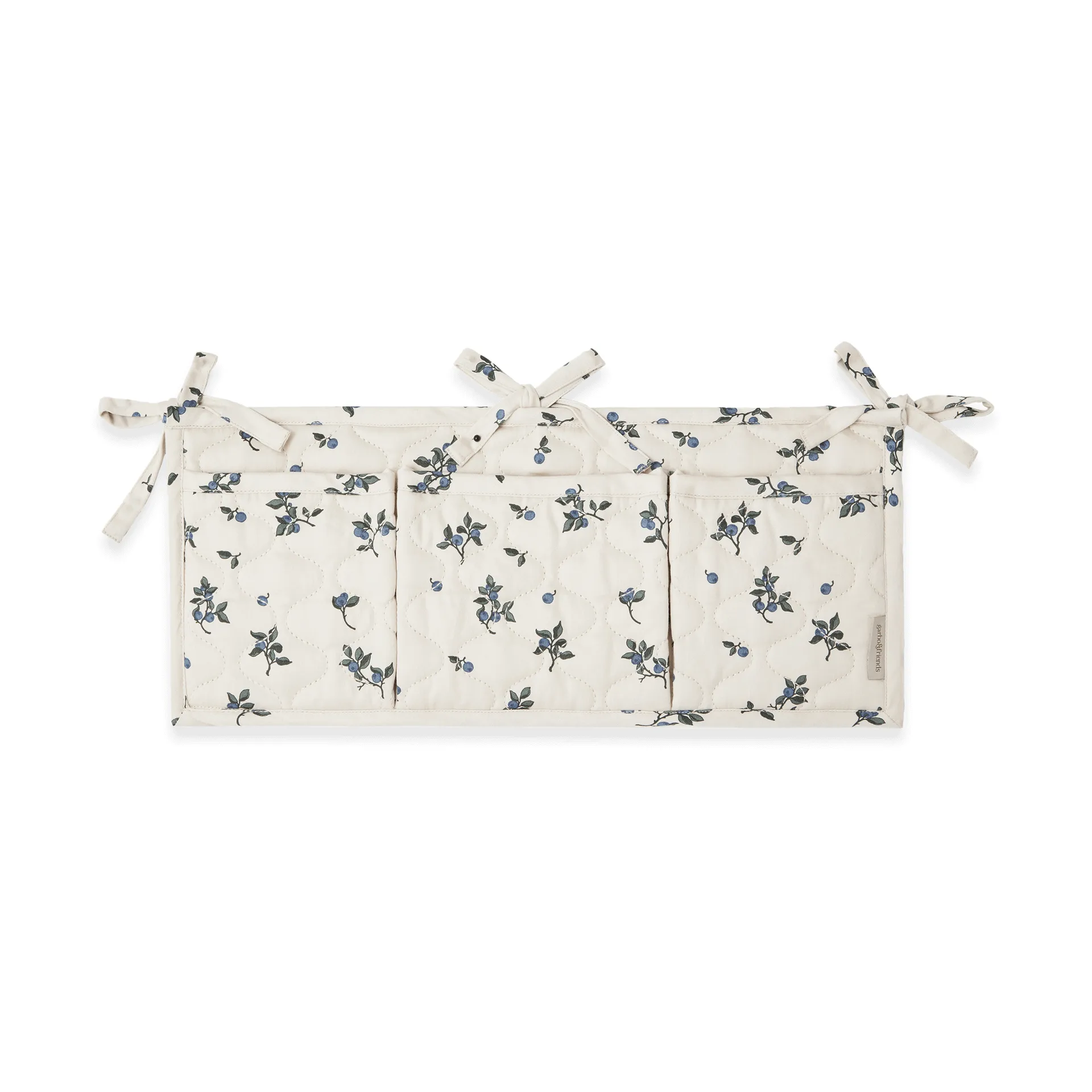 Blueberry 蓝莓 缎面绗缝 婴儿床边收纳袋, 18x43 cm Garbo&Friends