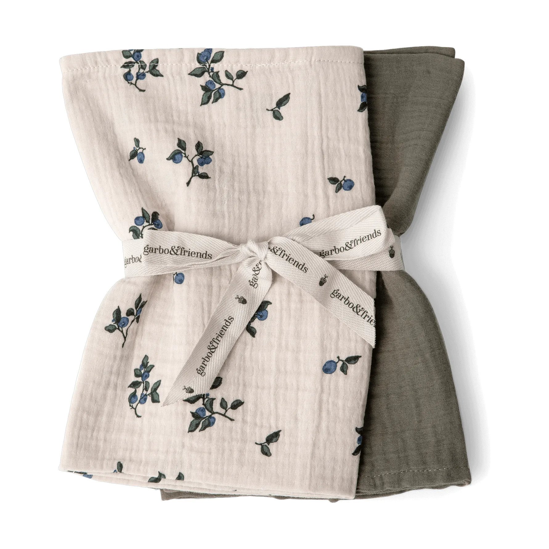 Blueberry 蓝莓 平纹细布 纱布巾/哺乳巾/口水巾 两件套装, 60x60 cm Garbo&Friends