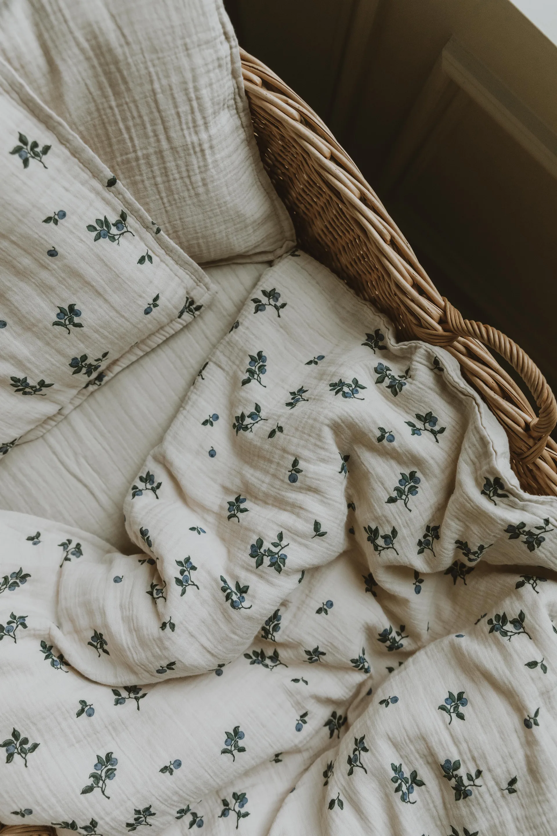 Blueberry 蓝莓 平纹细布 婴儿 枕套和被套套装 小号, 70x80 cm/28x35 cm Garbo&Friends