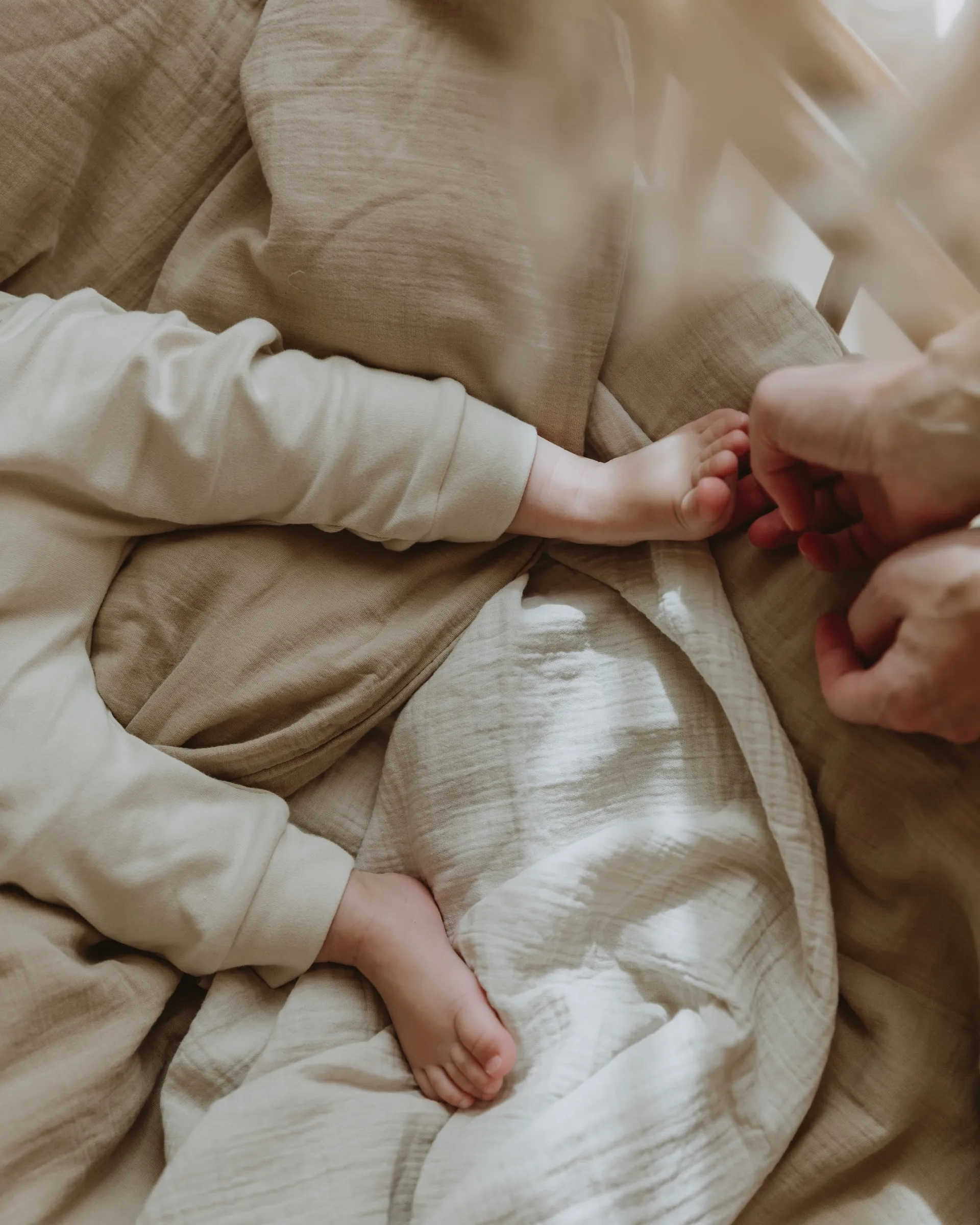 Eggshell 蛋壳色 平纹细布 襁褓毯/婴儿毯, 110x110 cm Garbo&Friends