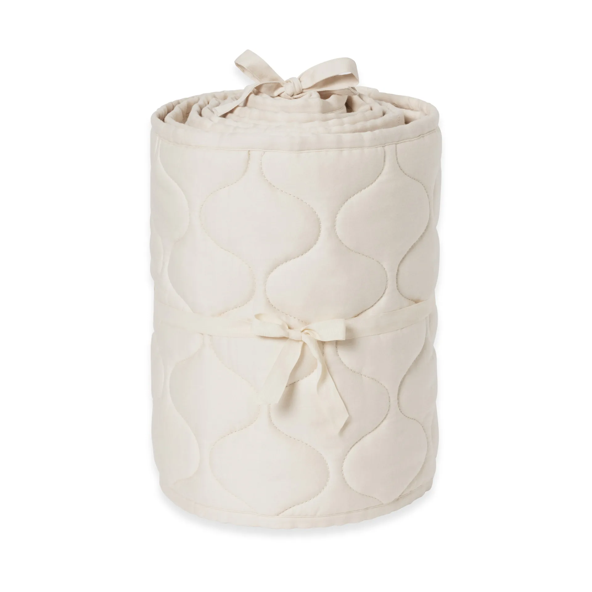 Eggshell 蛋壳色 缎面绗缝 婴儿床防撞床围, 30x360 cm Garbo&Friends