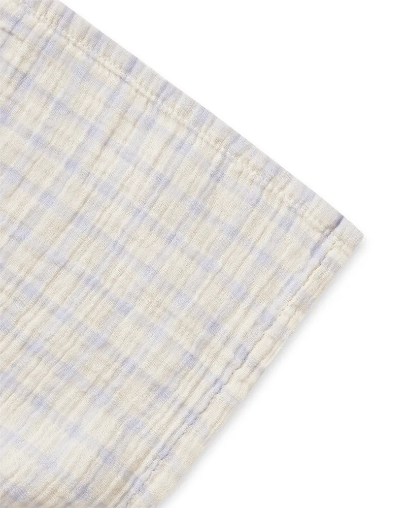 Gingham Sky Blue 天蓝色格纹 平纹细布 襁褓毯/婴儿毯, 110x110 cm Garbo&Friends