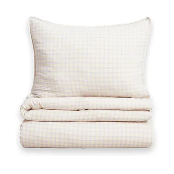 Gingham Sky Blue 天蓝色格纹 平纹细布 枕套和被套套装 - 150x210 cm/50x60 cm - Garbo&Friends
