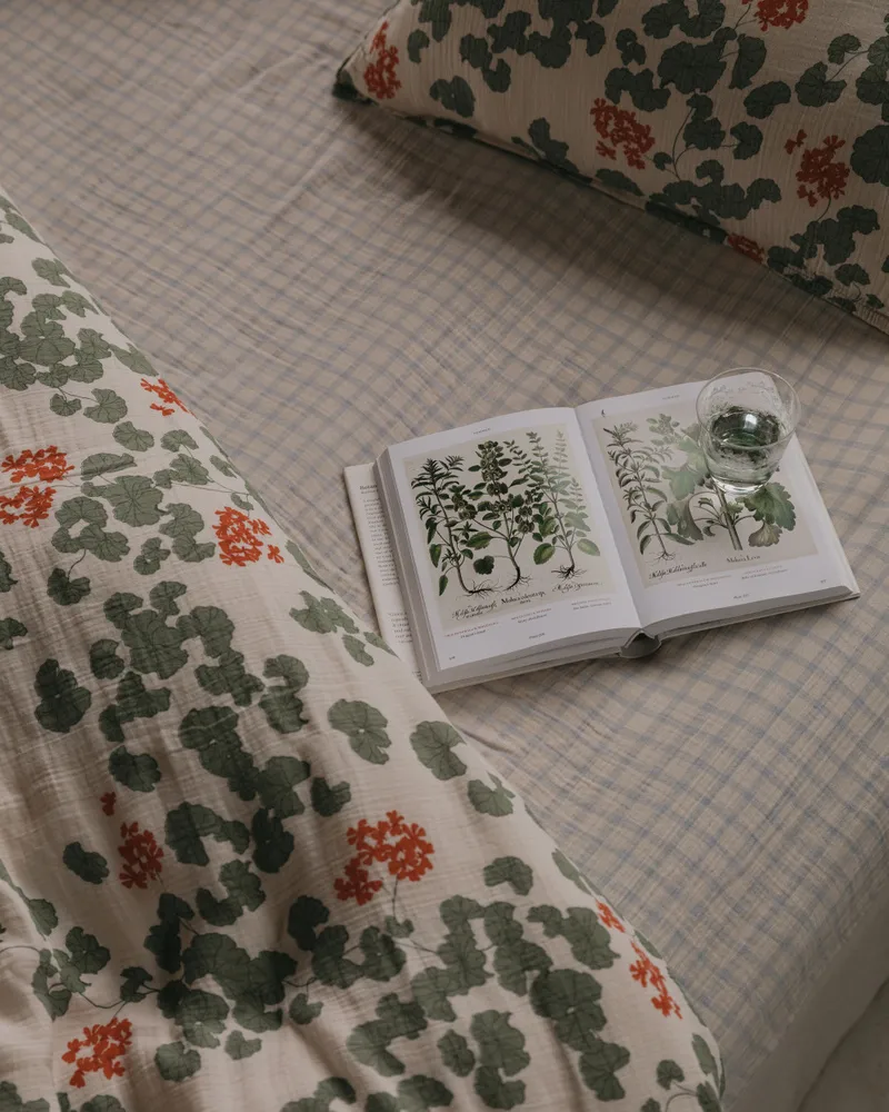 Gingham Sky Blue 天蓝色格纹 平纹细布 床笠, 160x200x30 cm Garbo&Friends