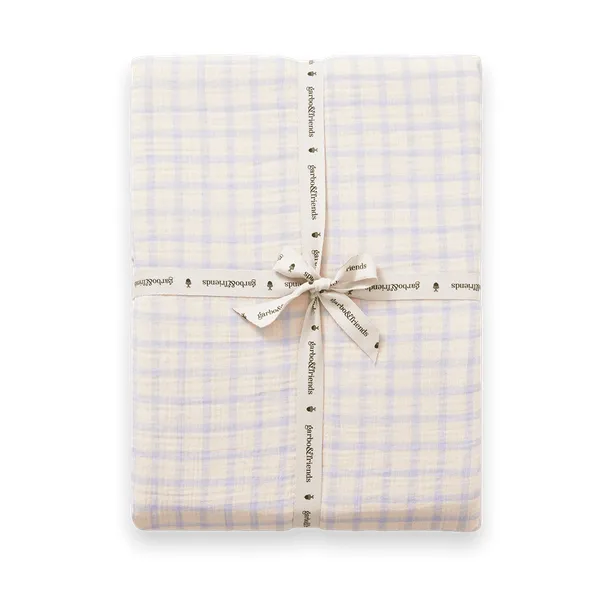 Gingham Sky Blue 天蓝色格纹 平纹细布 床笠, 180x200x30 cm Garbo&Friends