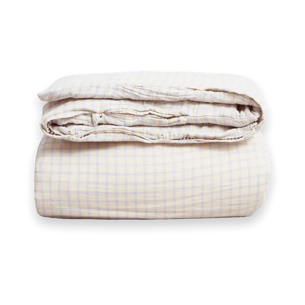 Gingham Sky Blue 天蓝色格纹 平纹细布 双人被套, 220x240 cm Garbo&Friends