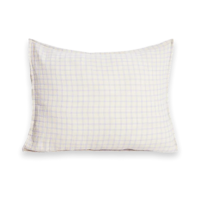 Gingham Sky Blue 天蓝色格纹 平纹细布 枕头套, 50x60cm Garbo&Friends