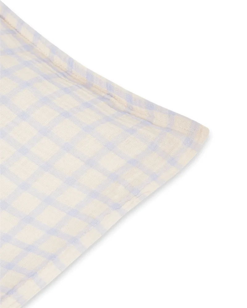 Gingham Sky Blue 天蓝色格纹 平纹细布 枕头套, 50x60cm Garbo&Friends