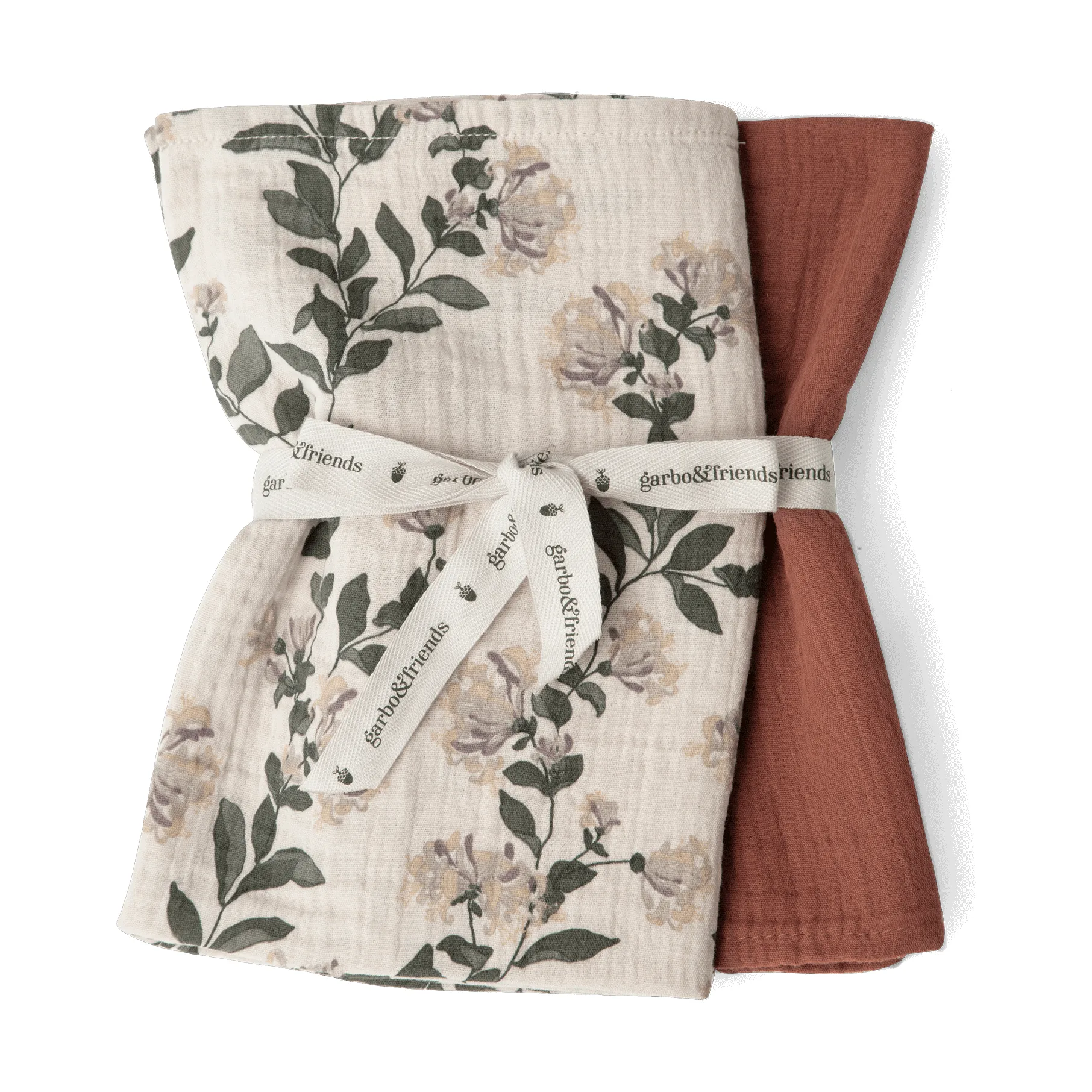 Honeysuckle 金银花 平纹细布 纱布巾/哺乳巾/口水巾 两件套装, 60x60 cm Garbo&Friends