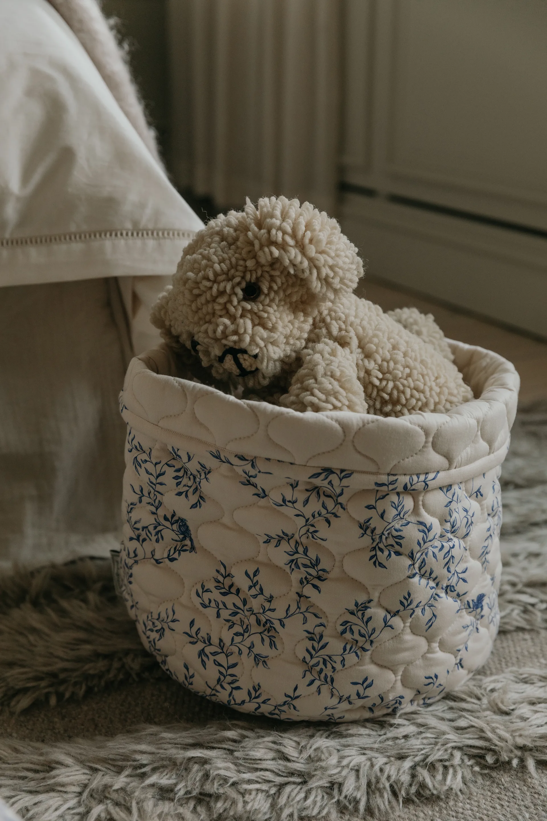 Jardim 蓝梦花园 缎面绗缝 布艺收纳篮 2件, 20xØ20 cm + 30xØ30 cm Garbo&Friends