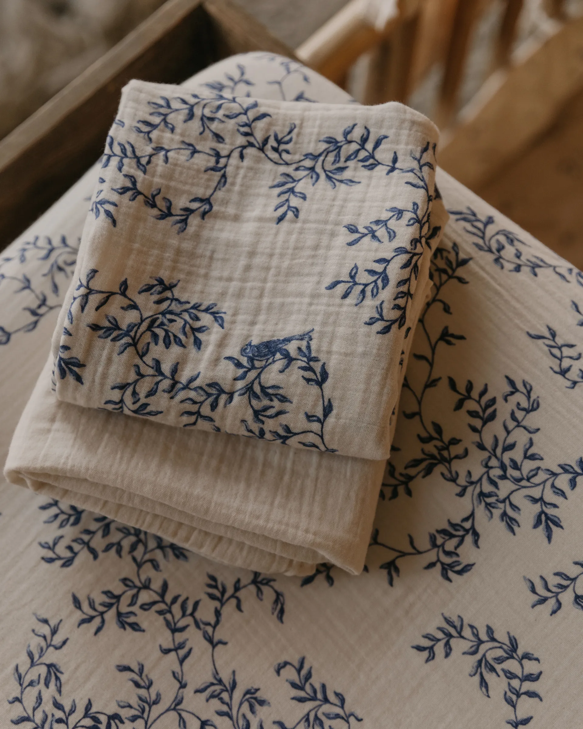 Jardim 蓝梦花园 平纹细布 纱布巾/哺乳巾/口水巾 两件套装, 60x60 cm Garbo&Friends