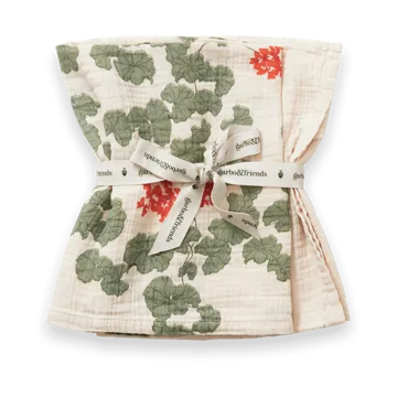 Pelargonium 天竺葵花纹 平纹细布 纱布巾/哺乳巾/口水巾 两件套装 - 60x60 cm - Garbo&Friends