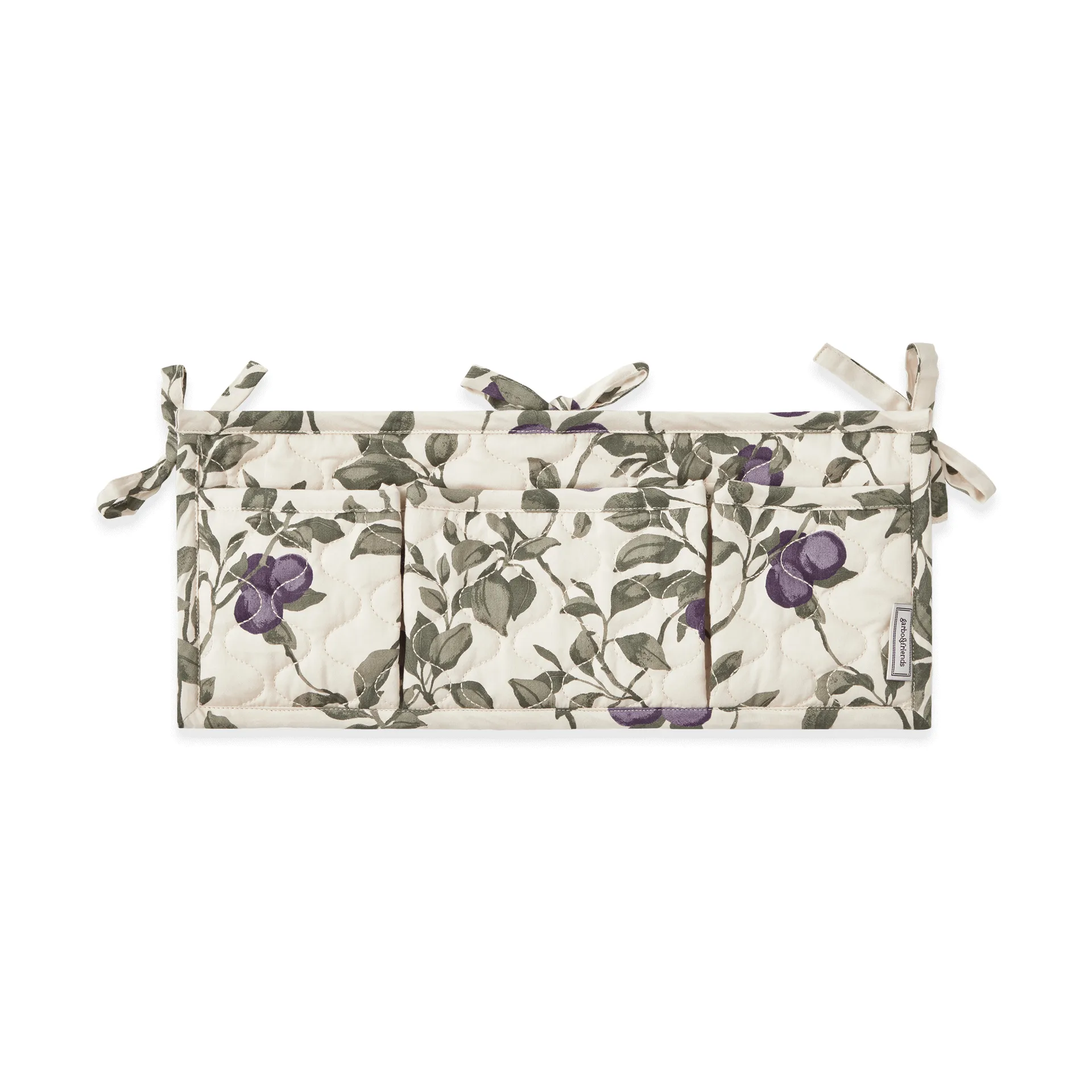 Plum 紫李 缎面绗缝 婴儿床边收纳袋, 43x18cm Garbo&Friends