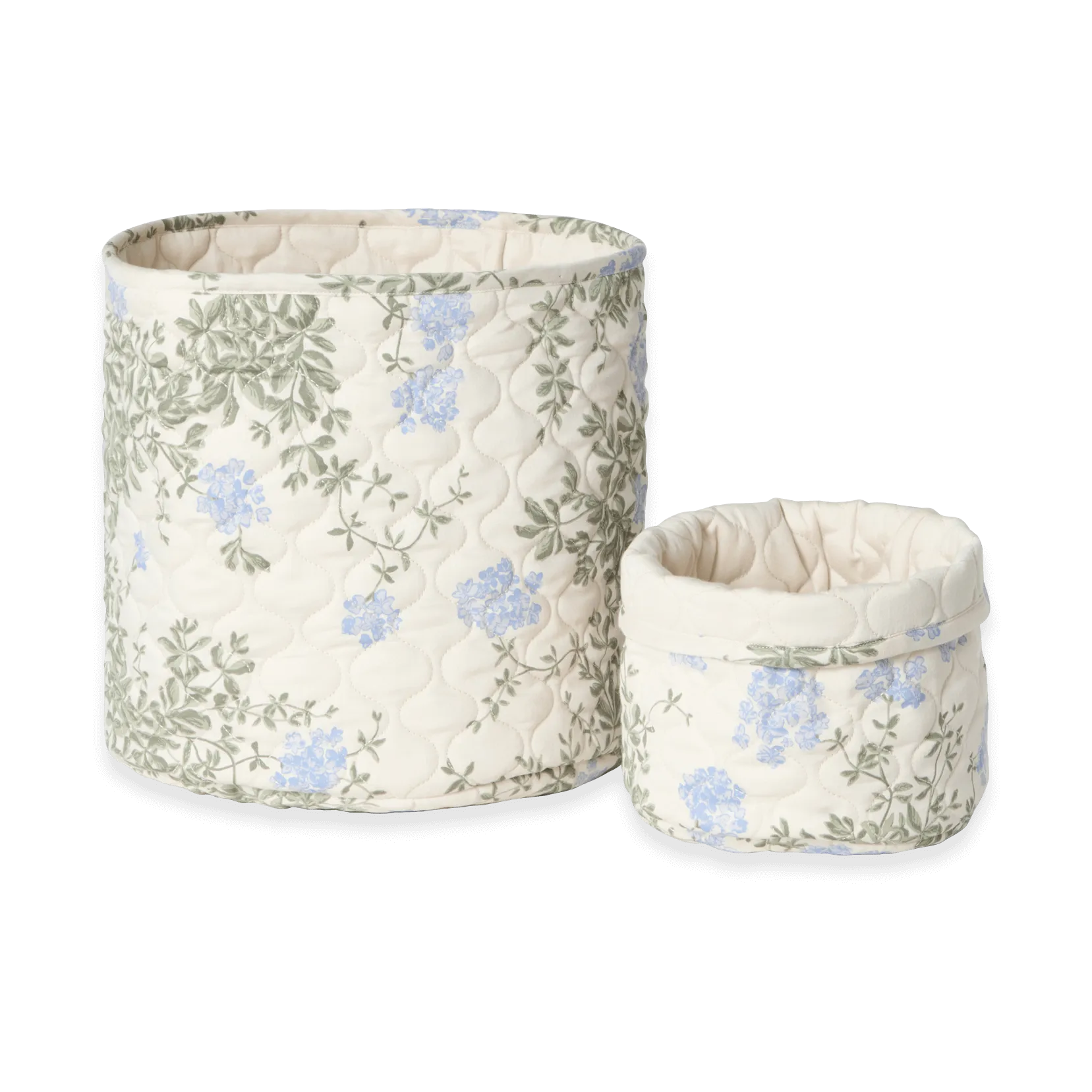 Plumbago 蓝雪花 缎面绗缝 布艺收纳篮 2件, 20xØ20 cm + 30xØ30 cm Garbo&Friends