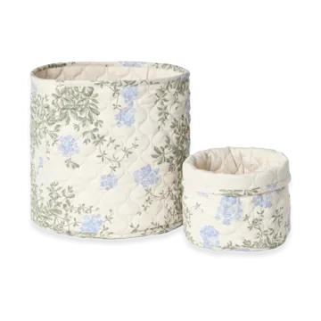 Plumbago 蓝雪花 缎面绗缝 布艺收纳篮 2件 - 20xØ20 cm + 30xØ30 cm - Garbo&Friends