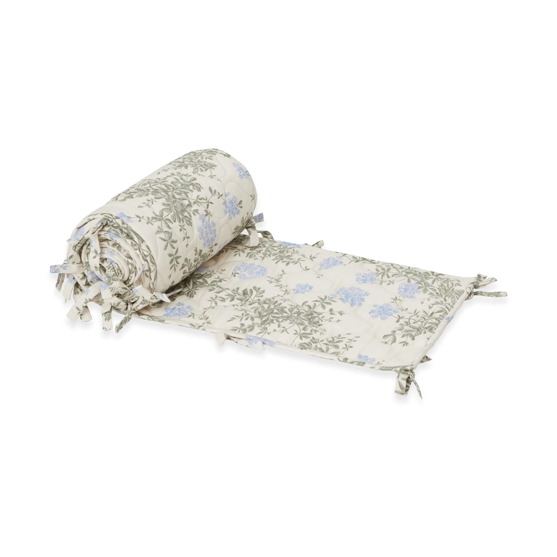 Plumbago 蓝雪花 缎面绗缝 婴儿床防撞床围, 30x360 cm Garbo&Friends