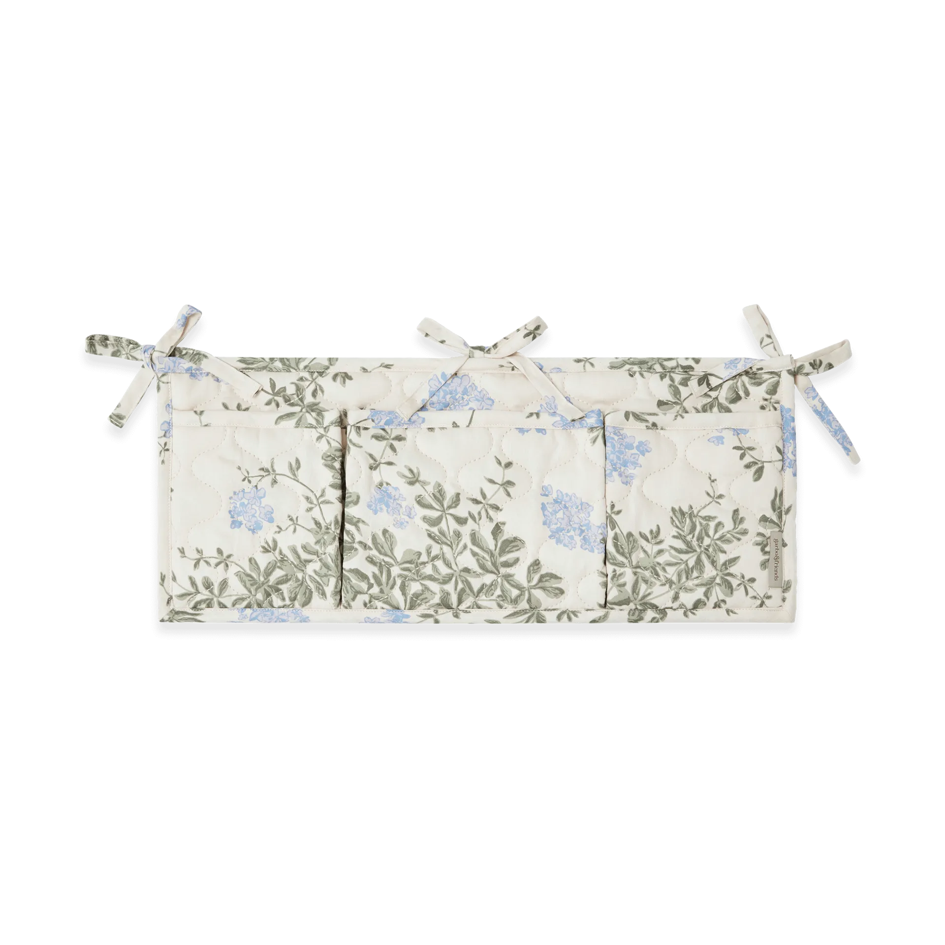 Plumbago 蓝雪花 缎面绗缝 婴儿床边收纳袋, 43x18cm Garbo&Friends