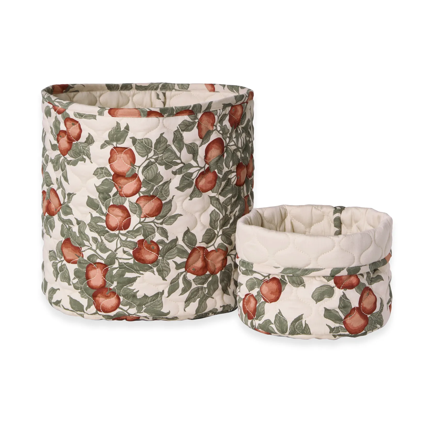 Pomme 苹果 缎面绗缝 收纳篮 2件, 20xØ20 cm + 30xØ30 cm Garbo&Friends