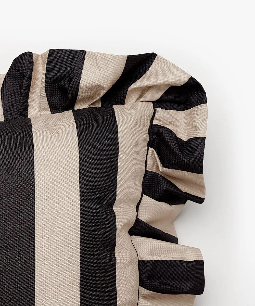 Garden Glory Outdoor 靠枕|靠垫 with frill 45x45 cm, 黑色-米色 Garden Glory