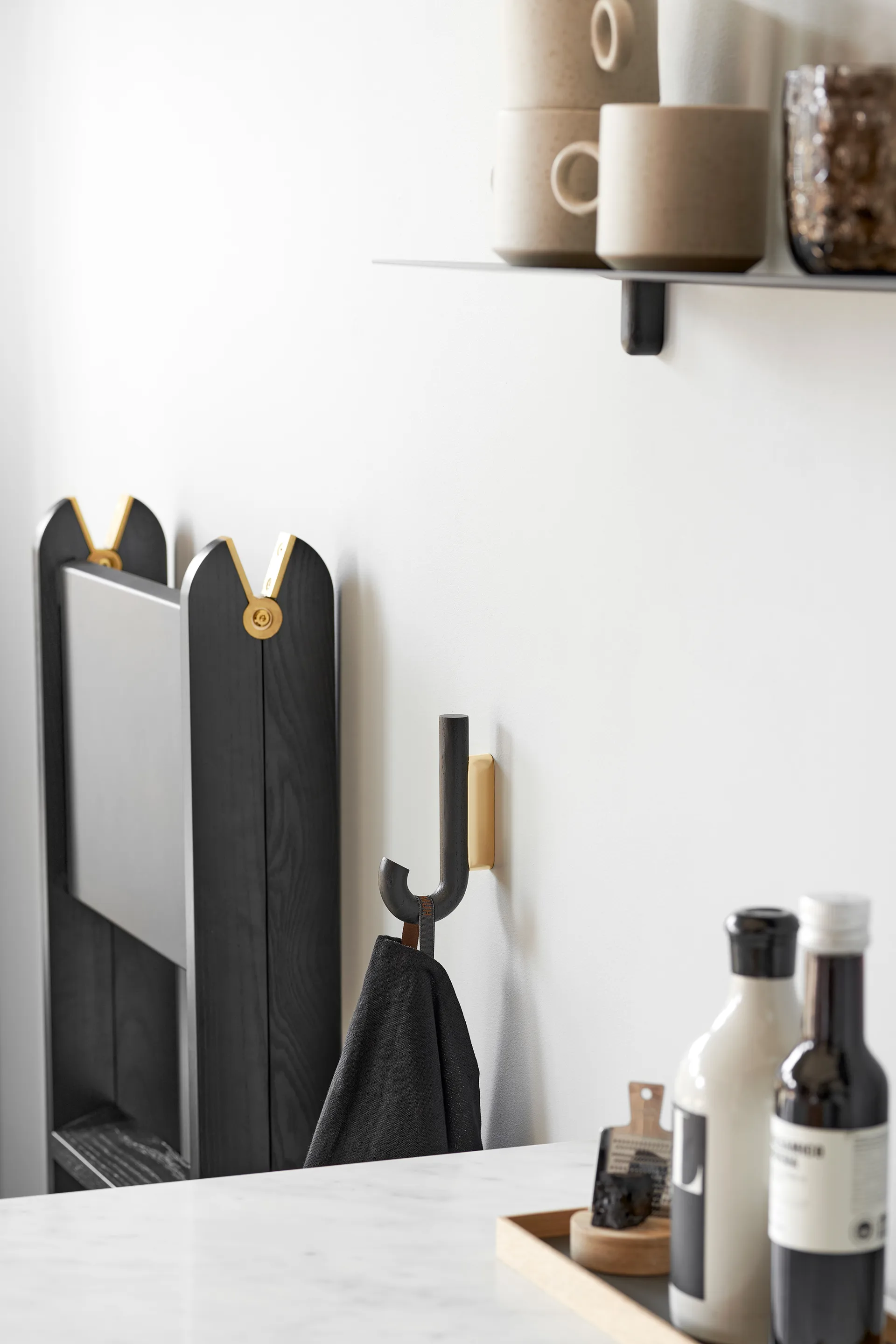 挂钩 挂钩 迷你 13.3 cm, 黑橡木-黄铜色 Gejst