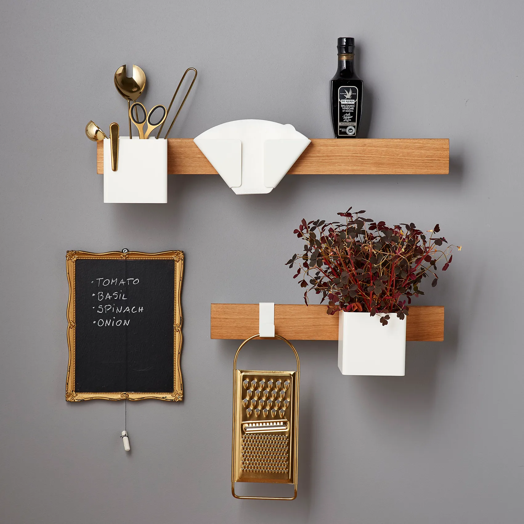 Flex系列（磁吸悬浮） 磁吸悬浮墙面架 60 cm, 橡木-白色 Gejst