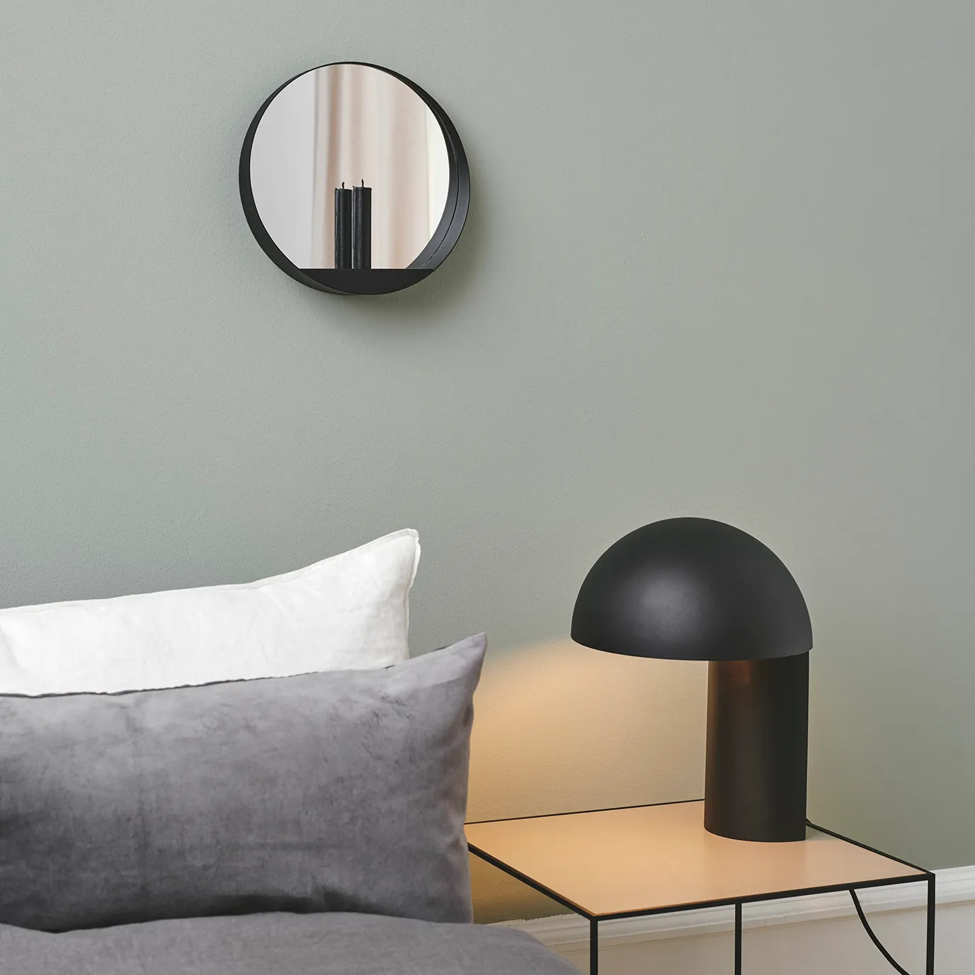 Glim 镜子/烛台 Ø28 cm, 黑色 Gejst