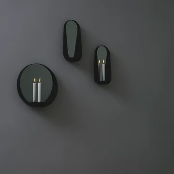 Glim 镜子/烛棒 Ø28cm - 黑色 - Gejst