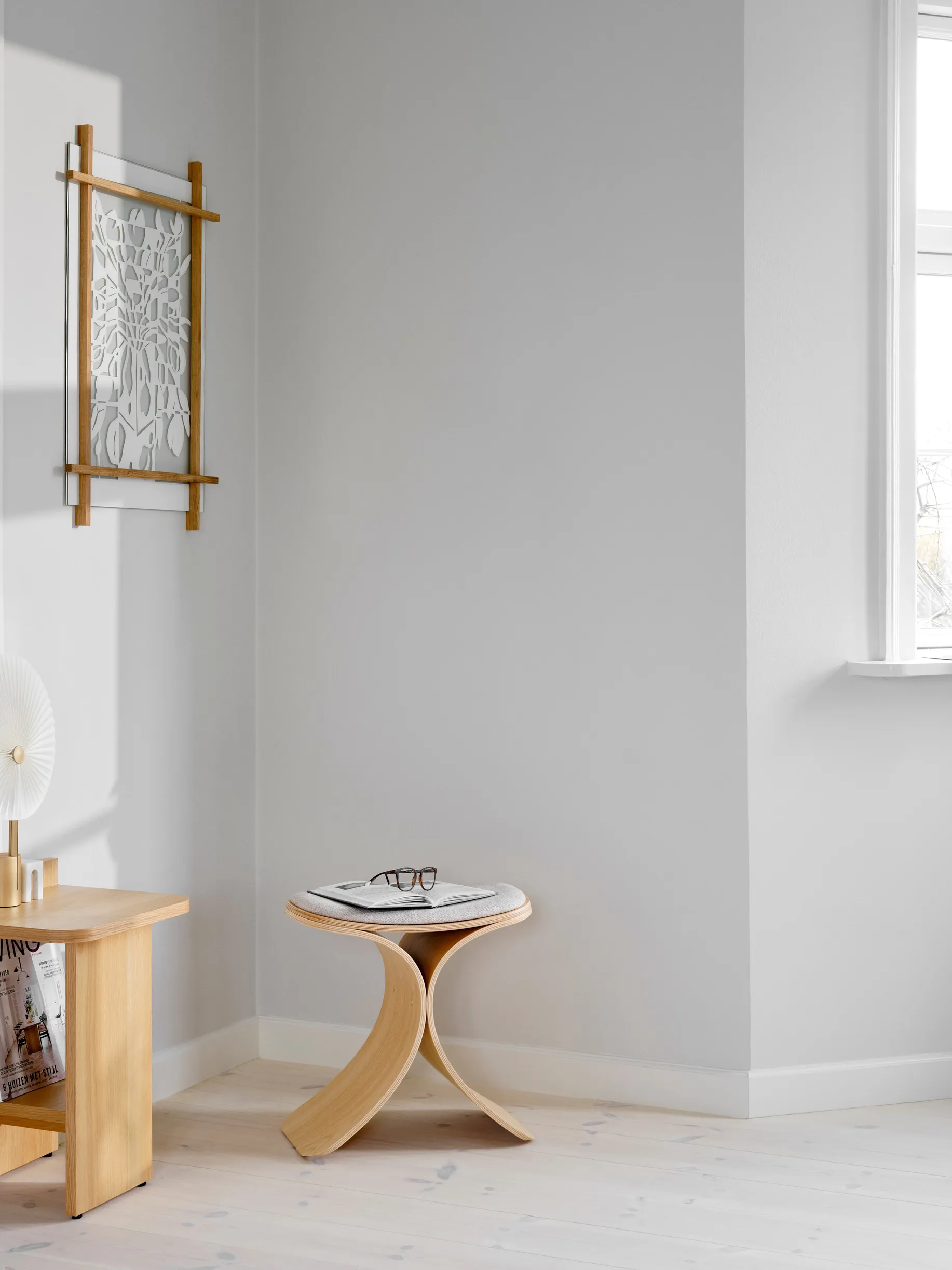 Luno 凳子 48x28x72 cm, 自然木色-米色 textile Gejst