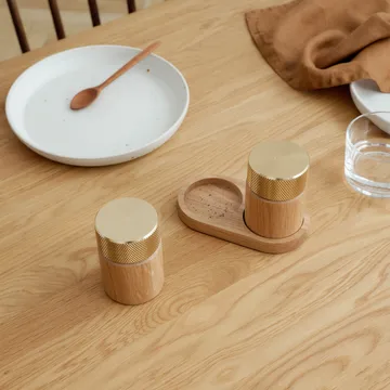 Sina 盐和胡椒研磨器 6 cm - 自然木色-黄铜 - Gejst