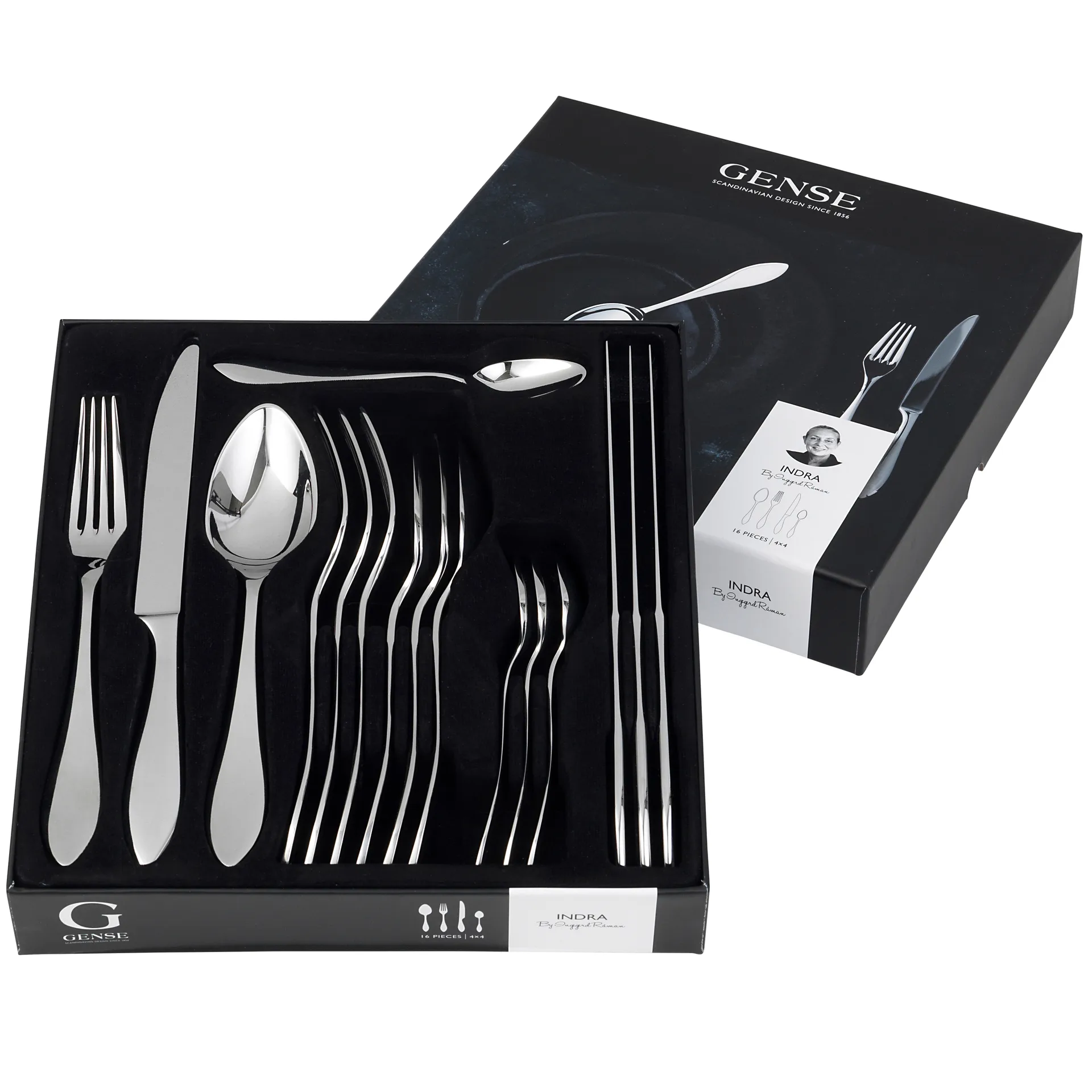 Indra 餐具 cutlery set 16 pieces, 不锈钢 Gense