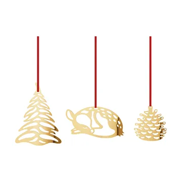 2023s set with Christmas pendants 3 pieces - Gold-plated - Georg Jensen