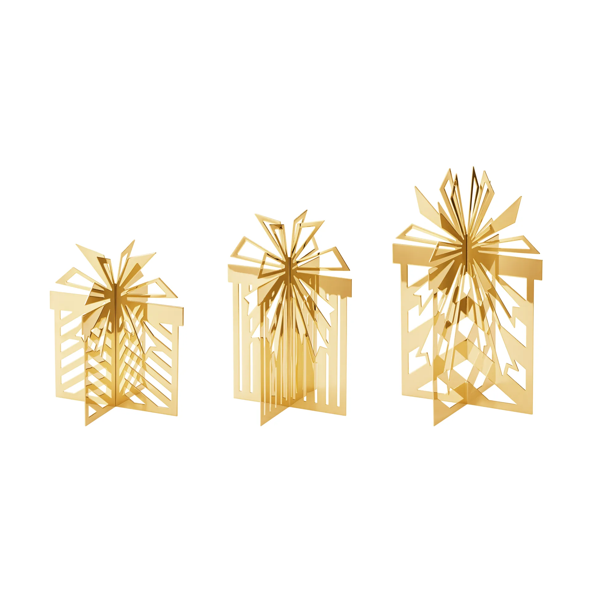 2025 圣诞装饰 for the 桌子, Christmas gift 3件, 镀金不锈钢 Georg Jensen