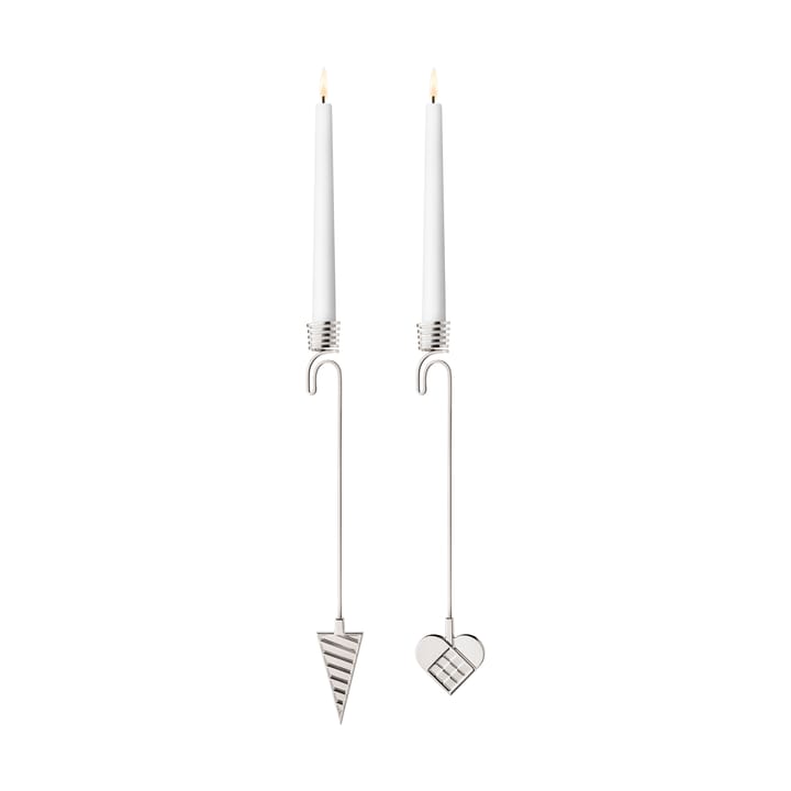 2025 蜡烛 Holders for 圣诞树 Cone & Heart - Palladium-plated zinc alloy - Georg Jensen