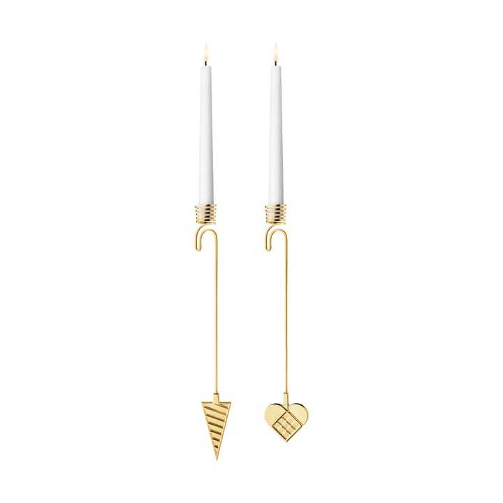 2025 蜡烛 Holders for 圣诞树 Cone & Heart - 金色 plated zinc alloy - Georg Jensen