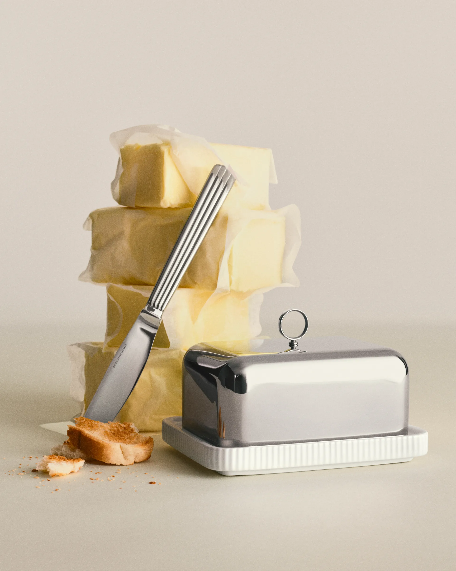 Bernadotte 黄油碟子 11.2x14.7 cm, 不锈钢 Georg Jensen