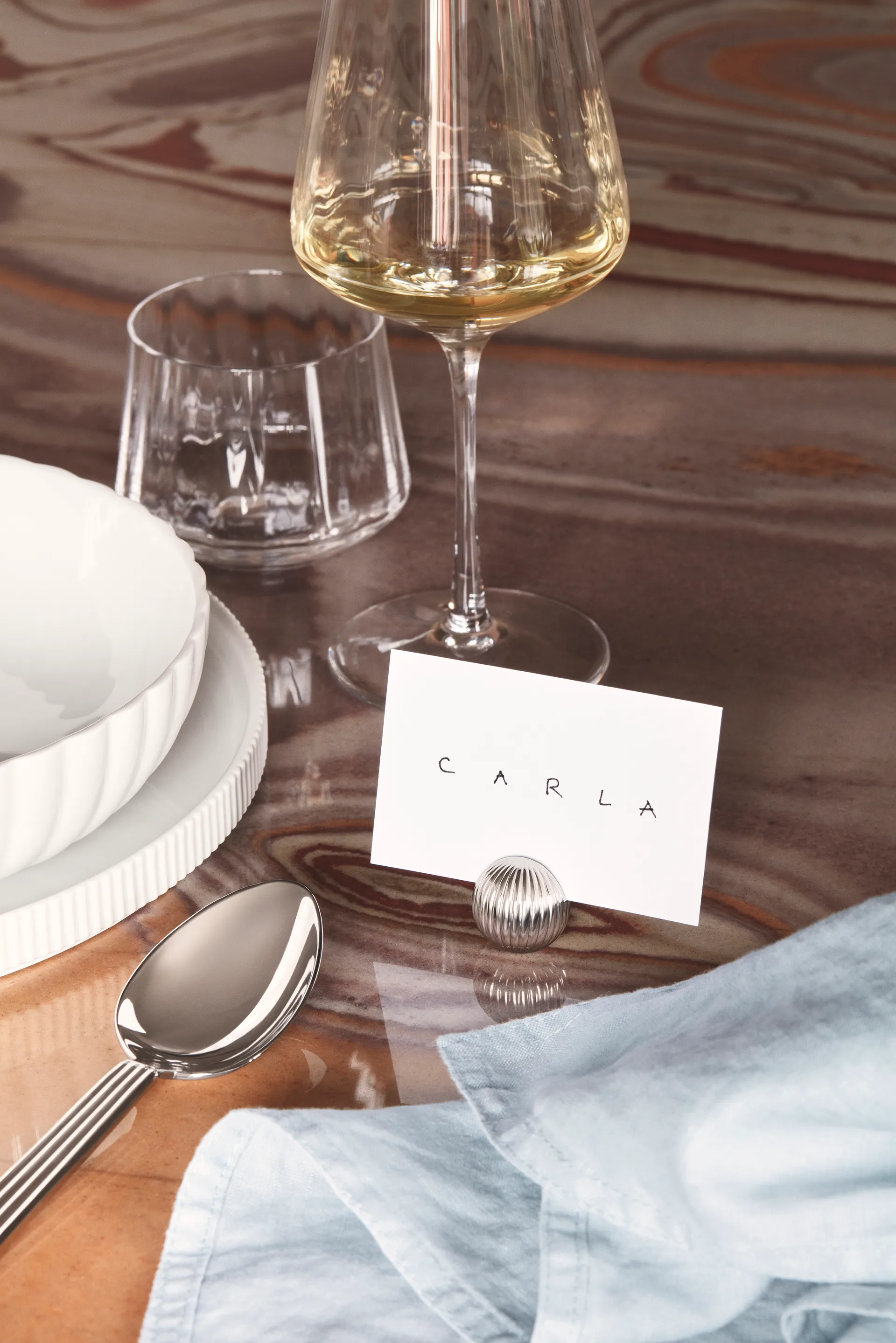 Bernadotte 座位卡/展示牌 四件套装, 镀铬 Georg Jensen