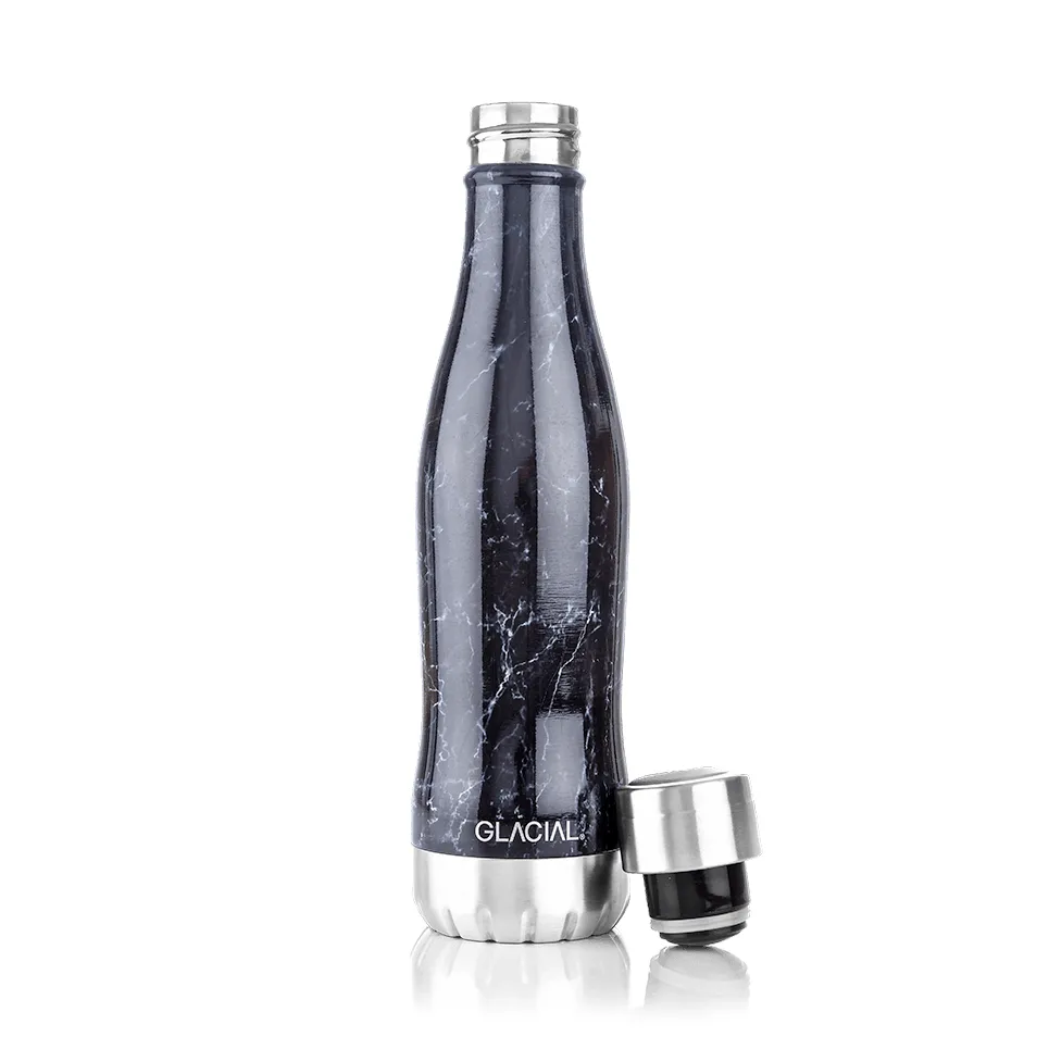 Glacial 水瓶 400 ml, 黑色 大理石色 Glacial
