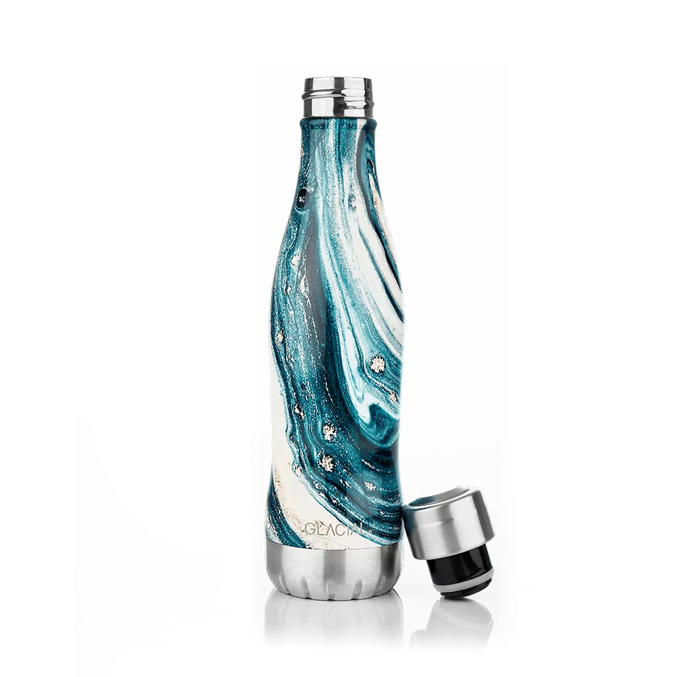 Glacial 水瓶 400 ml, 靛蓝 大理石色 Glacial