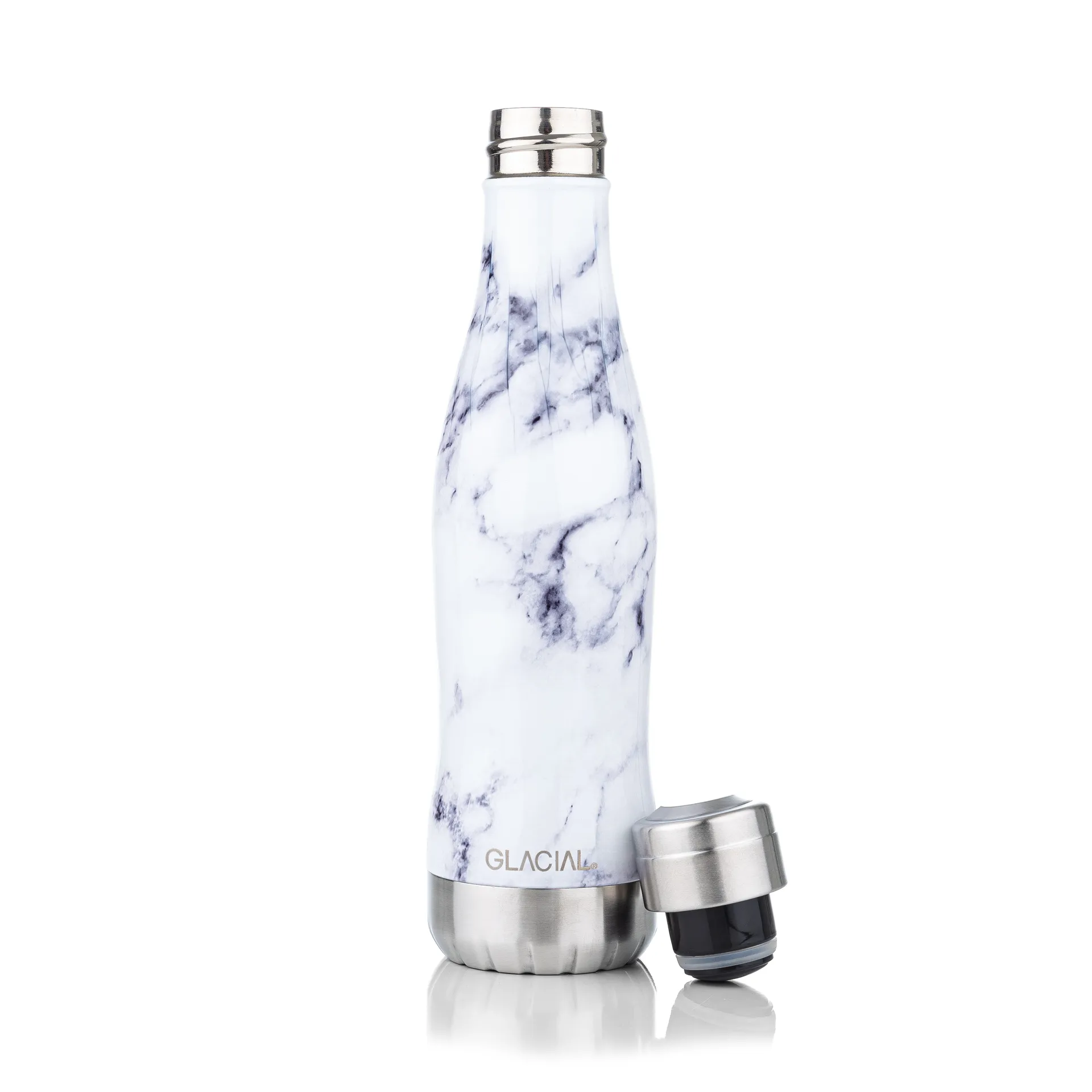 Glacial 水瓶 400 ml, 白色 大理石色 Glacial