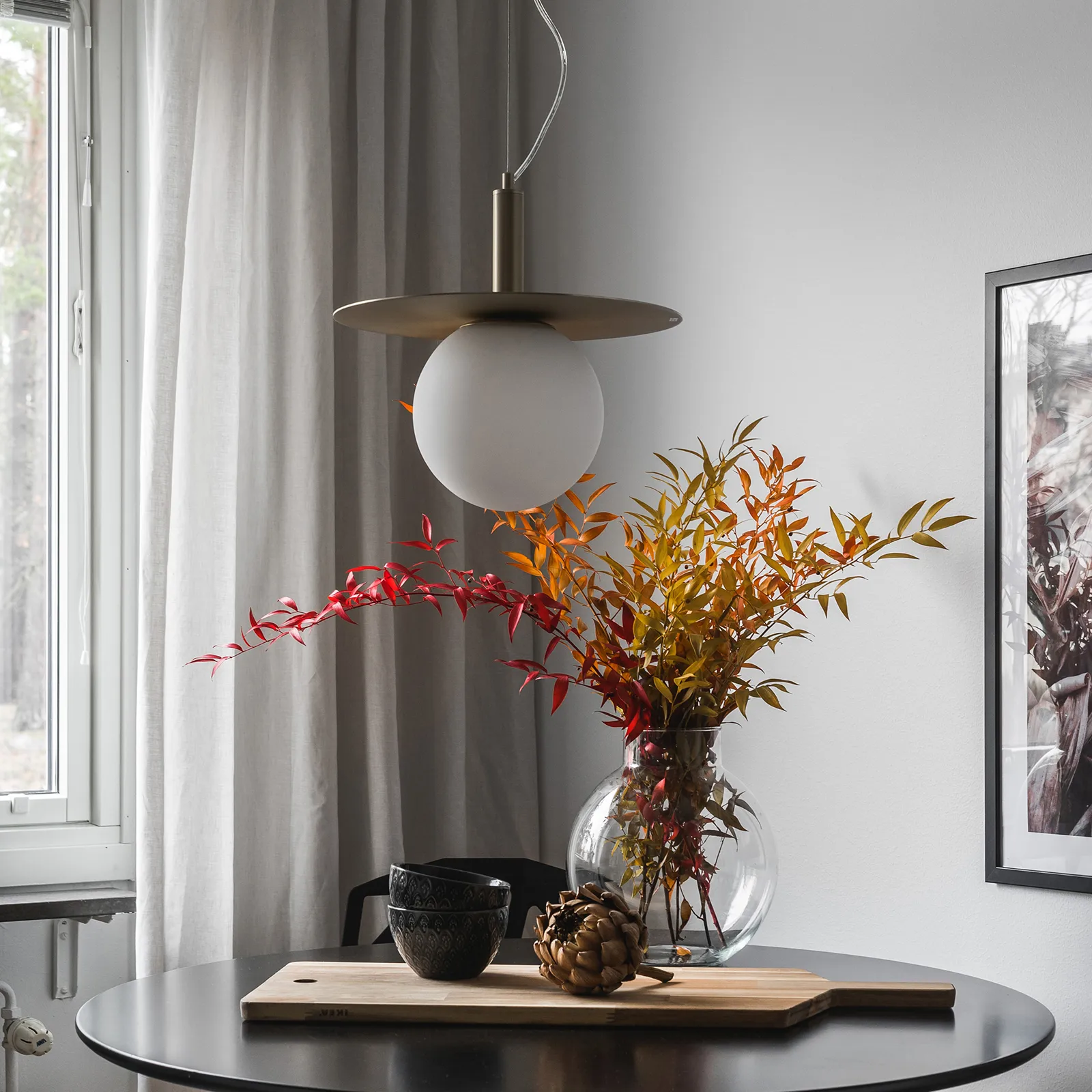 Art Deco ceiling 灯, brass-opal glass Globen Lighting