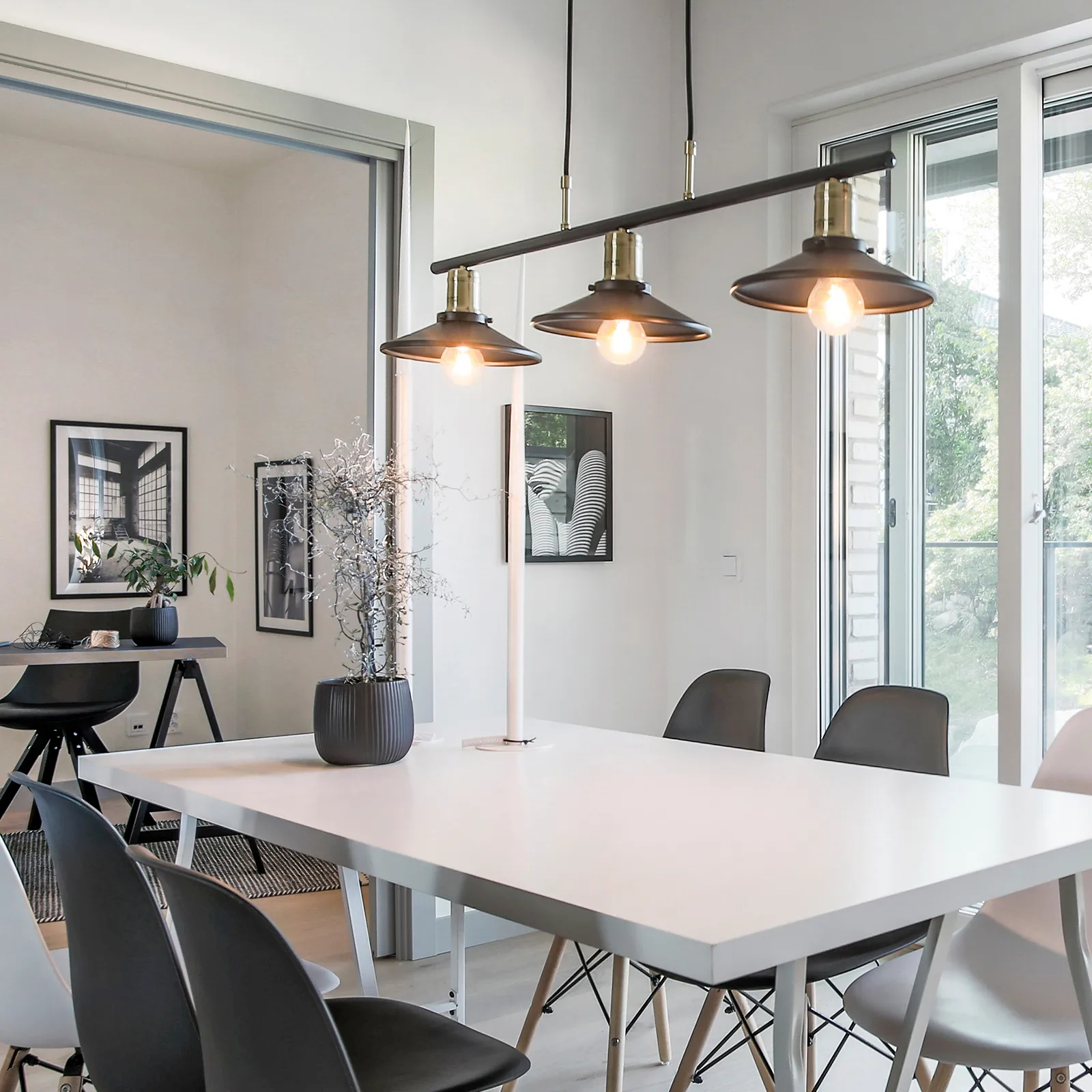 Disc 吊灯 3, 黑色 Globen Lighting