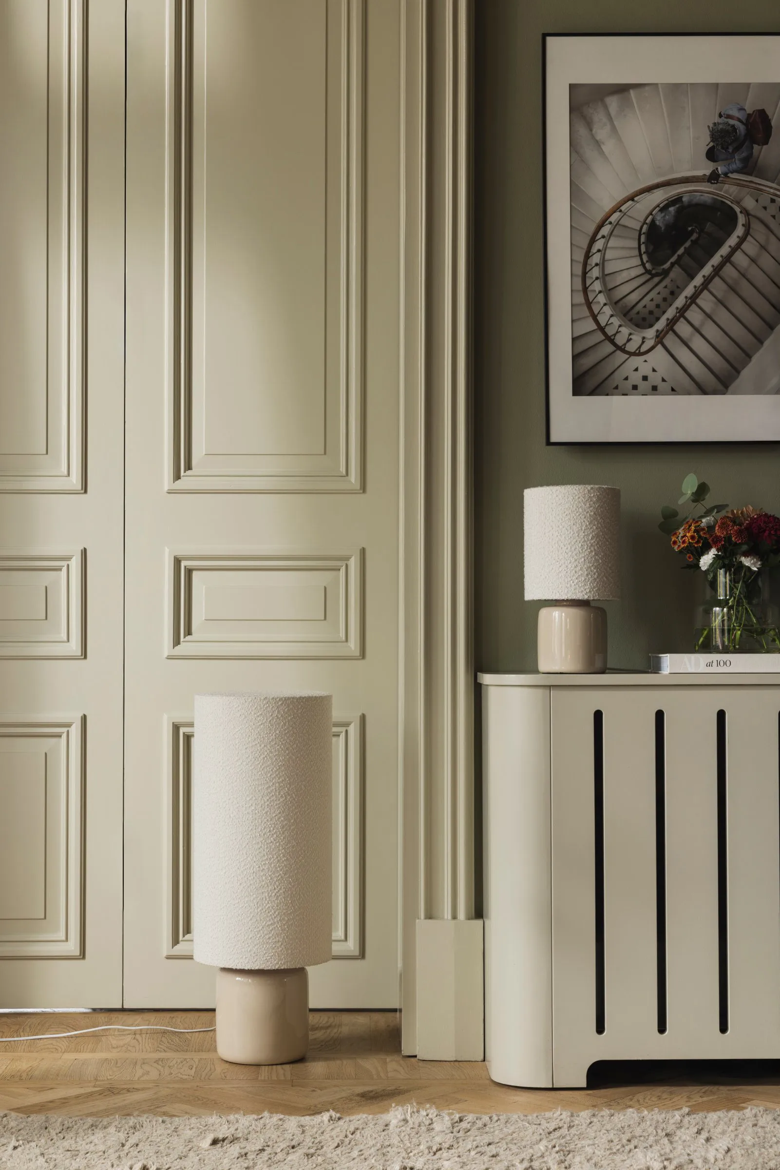 Florian 落地灯, 白色 bouclé/米色, Ø30x80 cm Globen Lighting