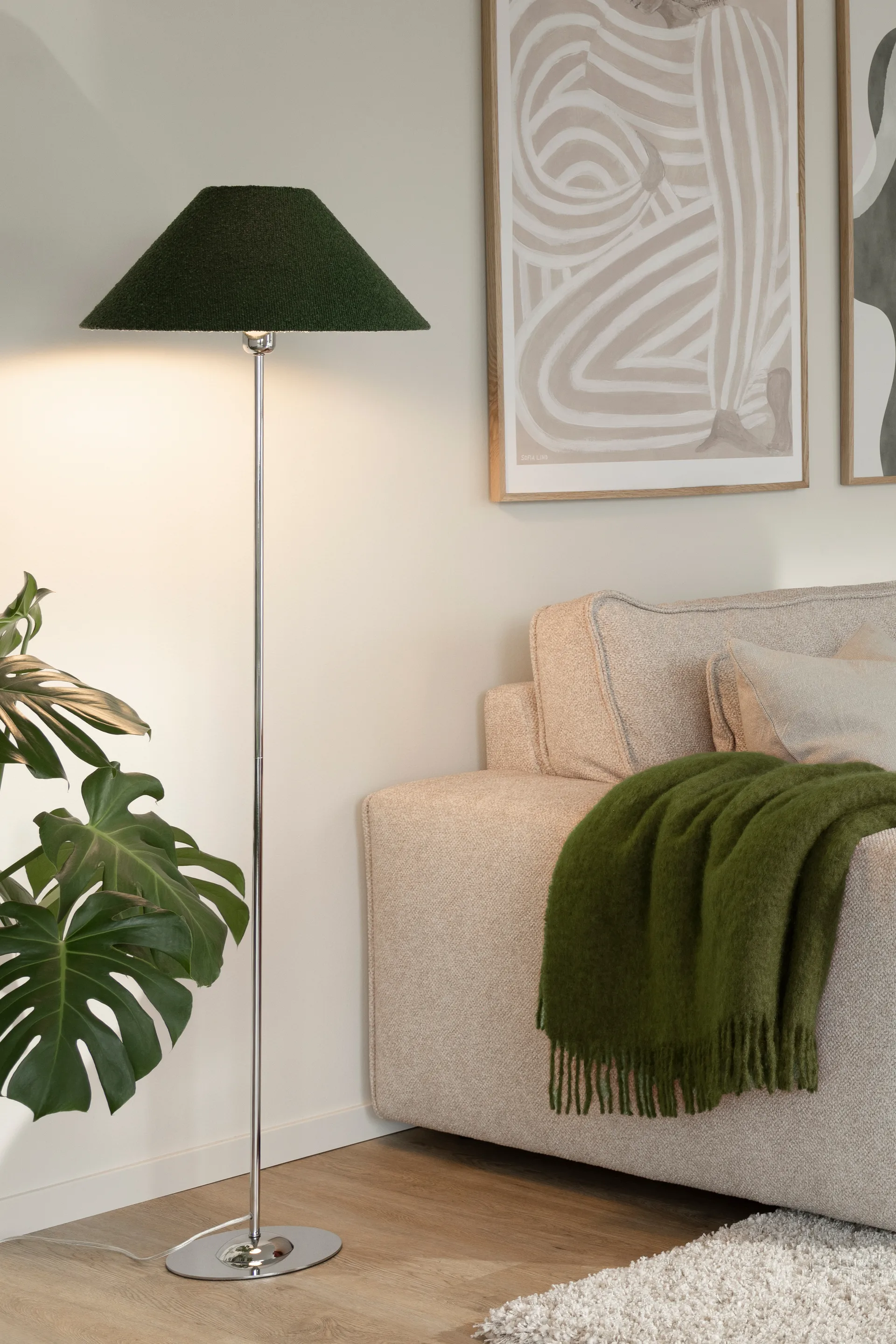 Iris 45 鸢尾系列 灯罩, Bouclé 苔藓绿 Globen Lighting