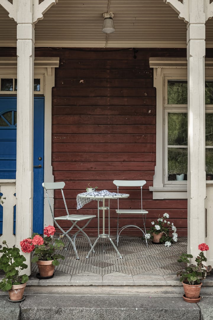 Bryggeri tripod 桌子, 白色 lacquer 自然木色-hot-dip galvanized Grythyttan Stålmöbler