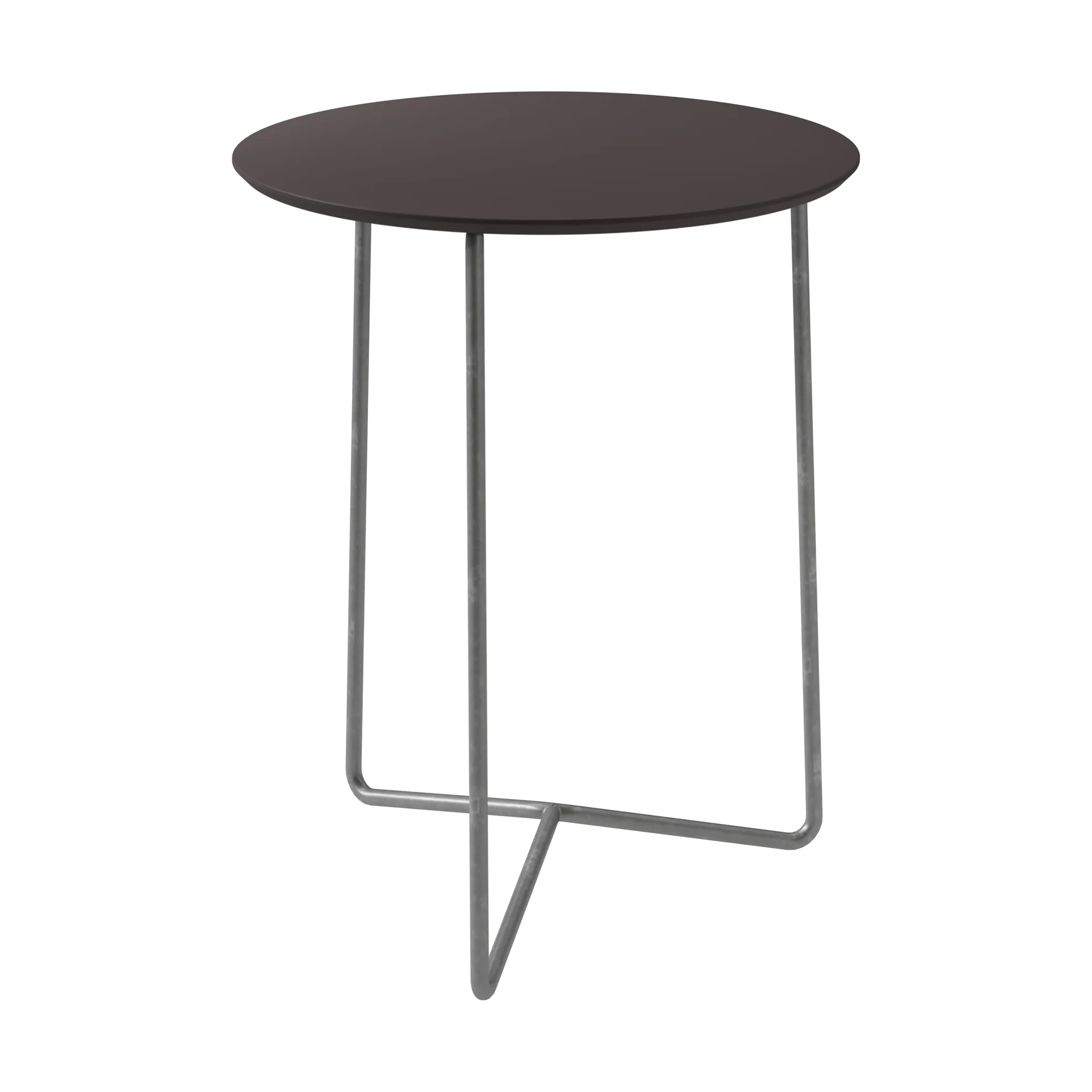 High Tech 桌子, Charcoal compact laminate–hot-dip galvanized frame_Ø60cm Grythyttan Stålmöbler