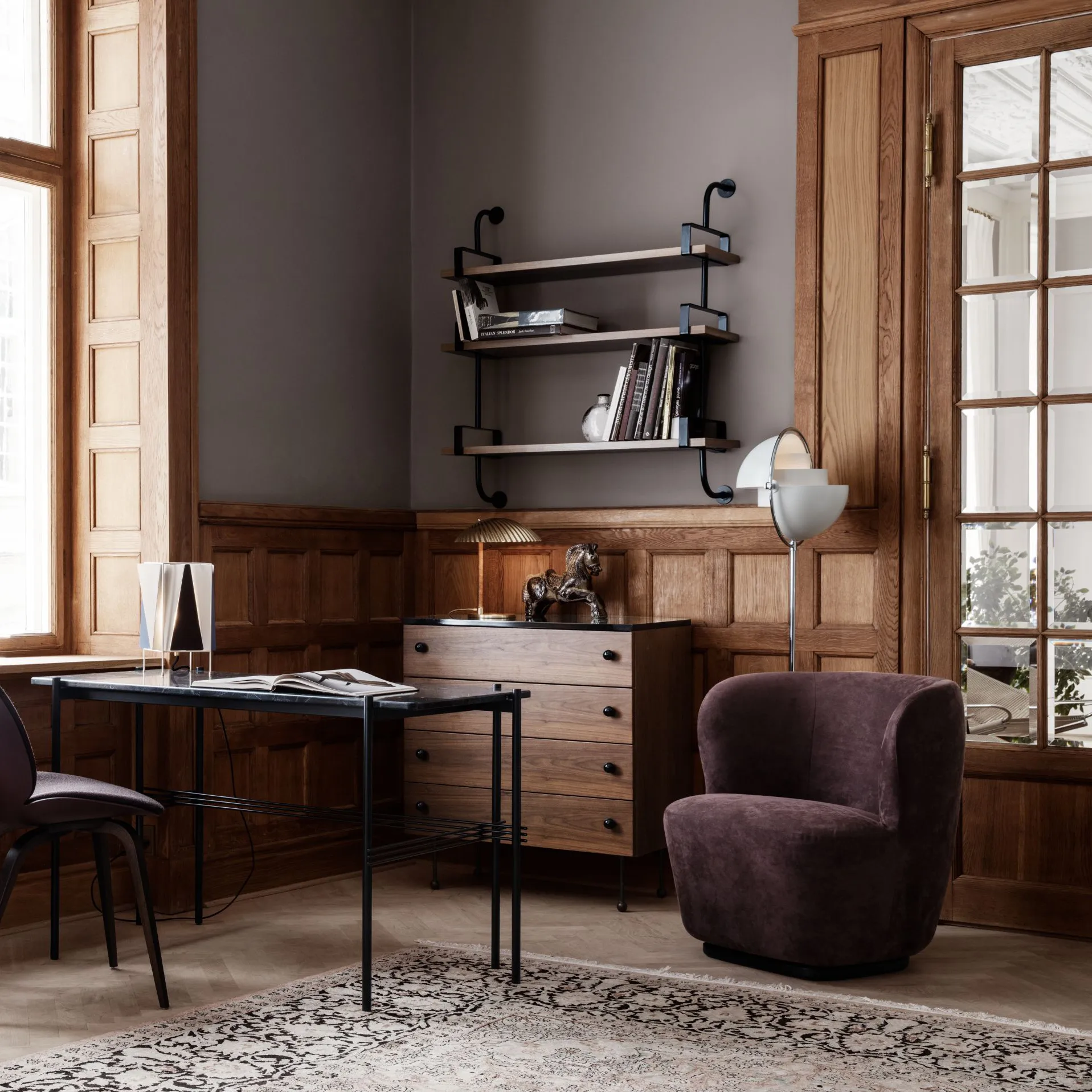 Démon shelf 3 shelf 95 cm, walnut GUBI