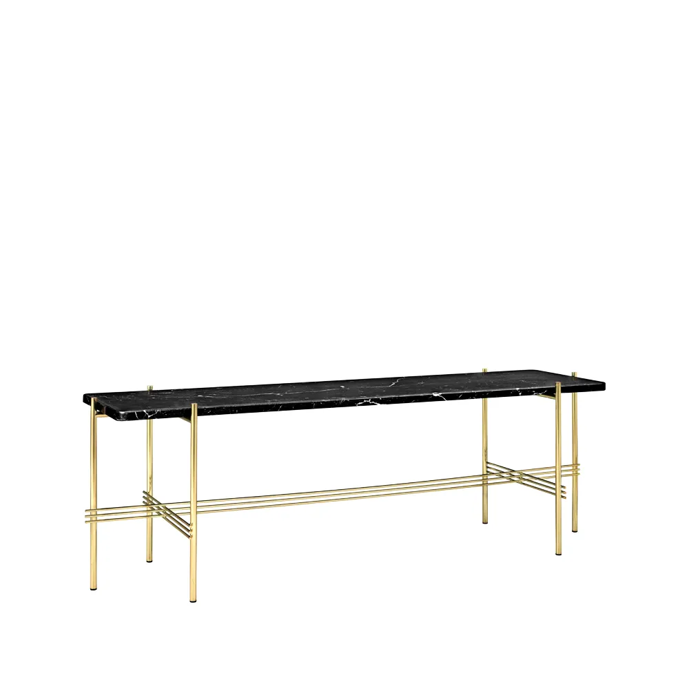 TS Console 1 北欧简约风格玄关桌, 大理石纹_黑色_黄铜腿 GUBI