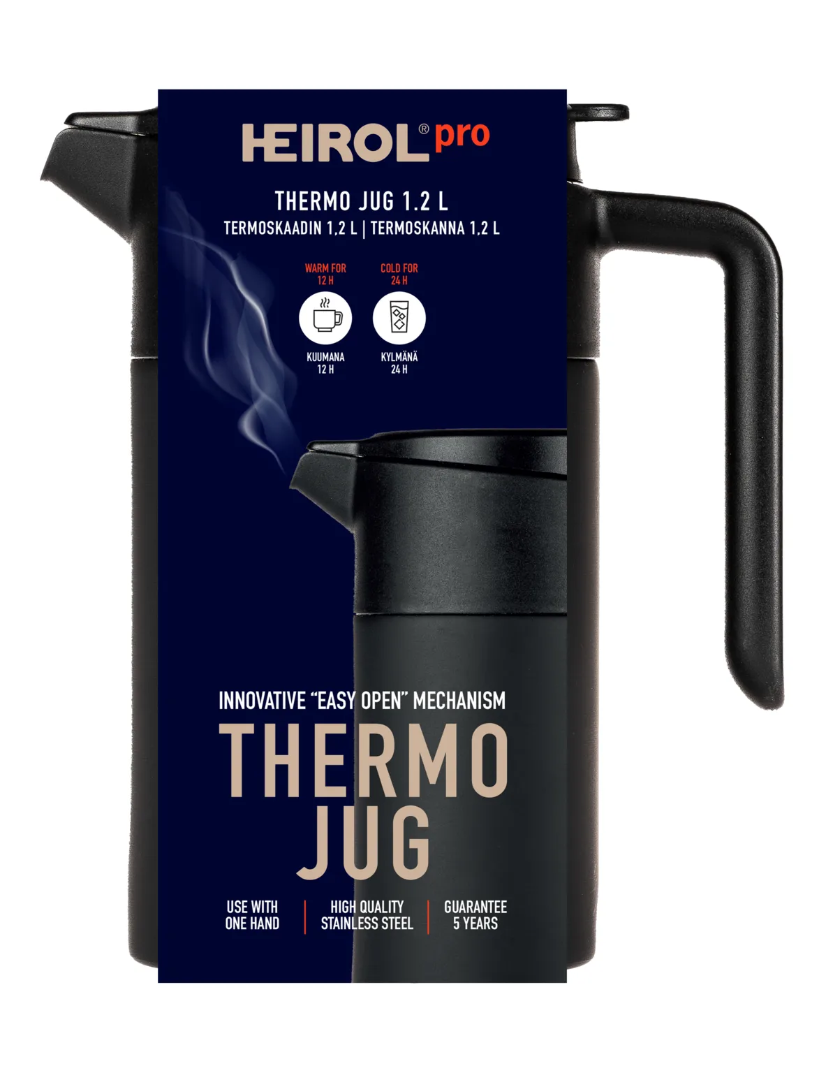 Heirol 热水瓶jug 1.2 l, 黑色 Heirol
